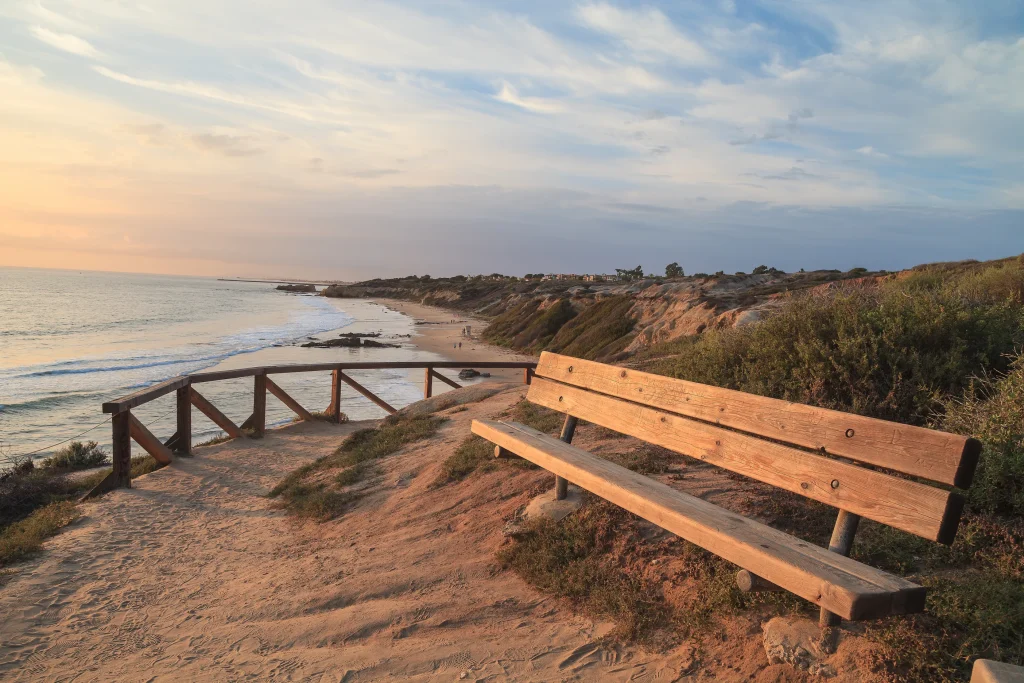 Newport Beach bench by the water