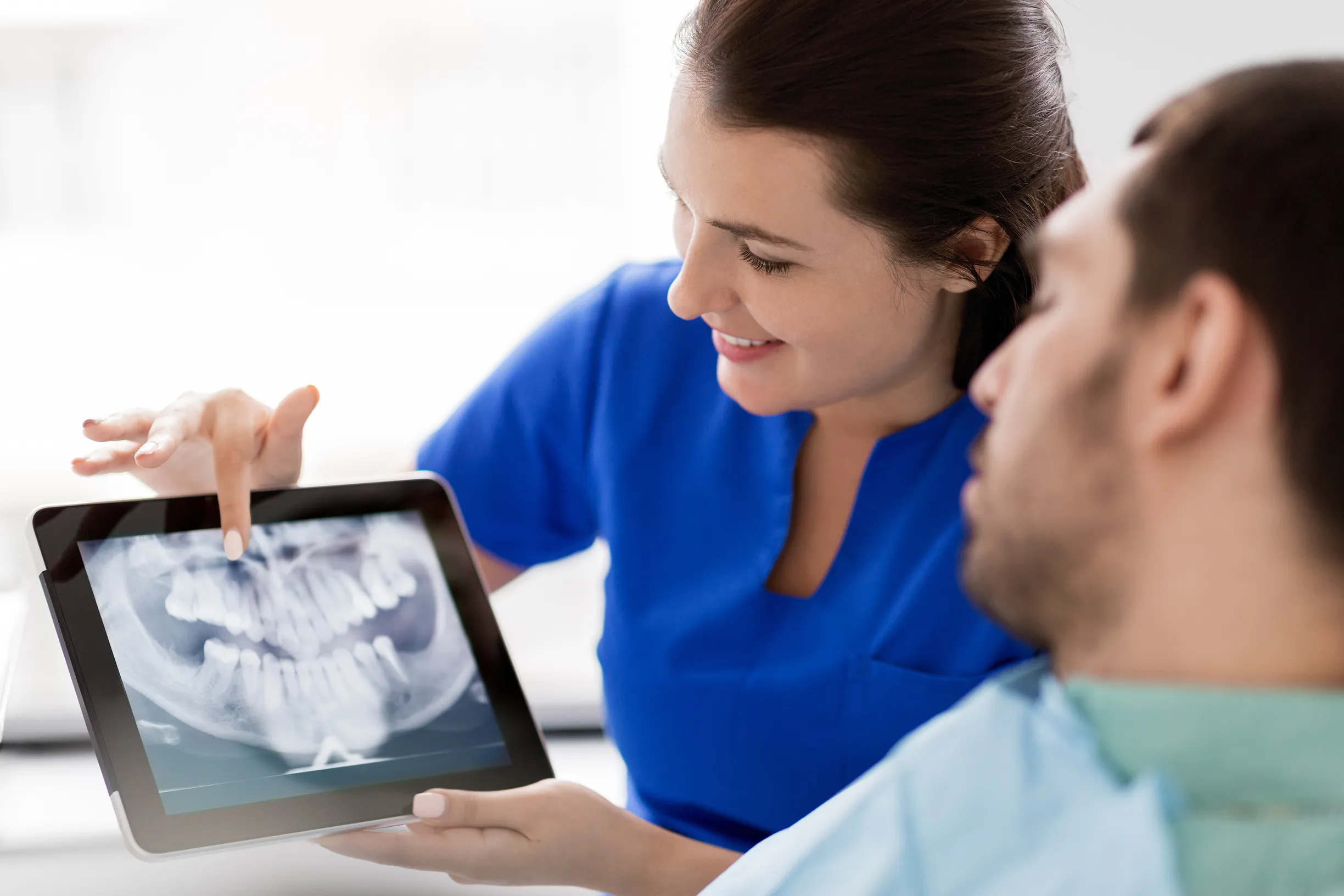 Reviewing X-rays on a tablet